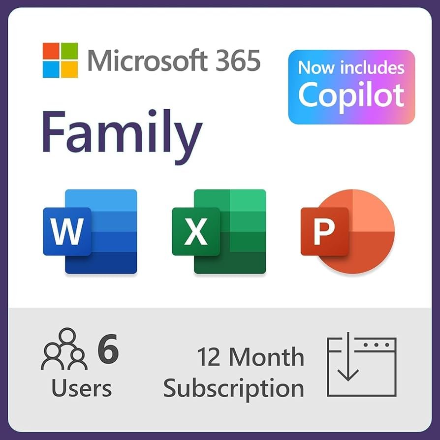Microsoft 365 Family – 1 Year Subscription (Up to 6 Users)